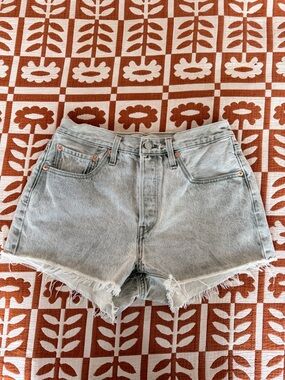 Levi's 501 Light Wash Raw Hem Denim Shorts